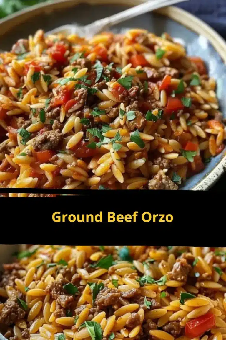 A tasty plate of ground beef orzo, featuring tender pasta and seasoned ground beef.