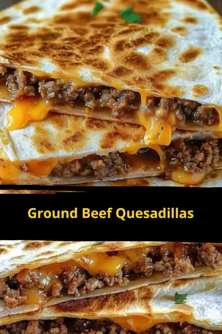 Delicious homemade ground beef quesadillas with melted cheese and fresh toppings
