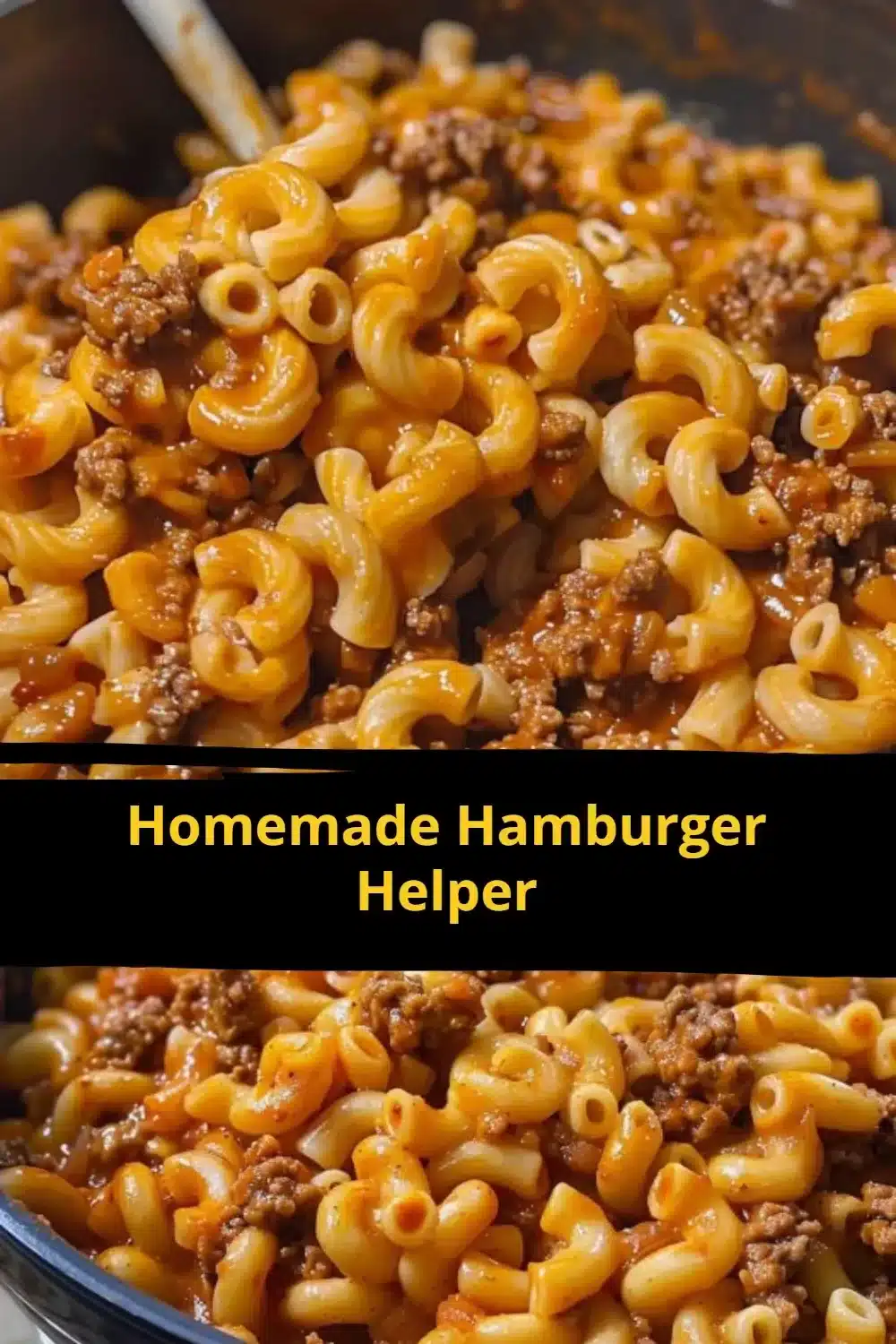Delicious bowl of homemade hamburger helper served with fresh herbs.
