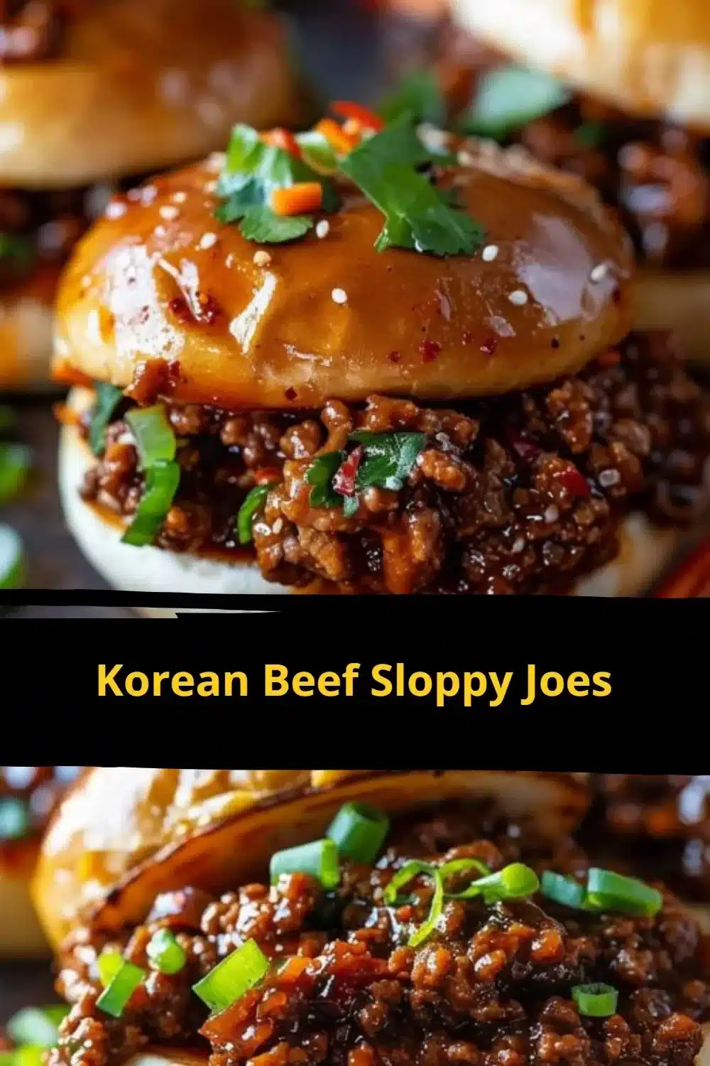 Korean beef sloppy joes served on a plate with fresh toppings