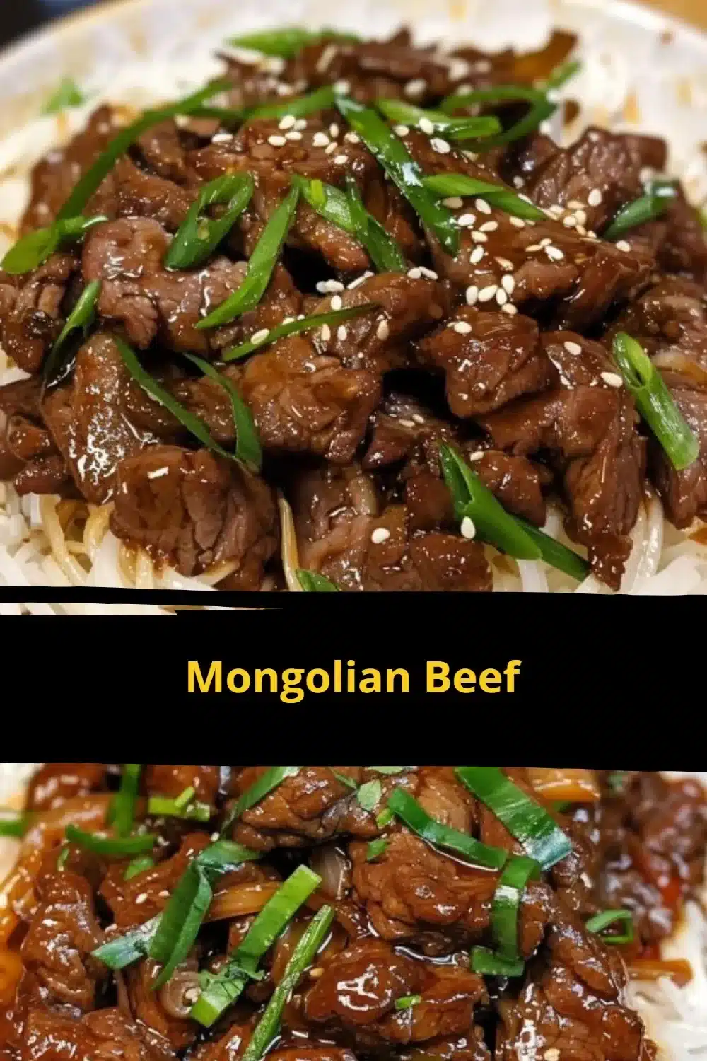 Plate of flavorful Mongolian Beef with vegetables and rice