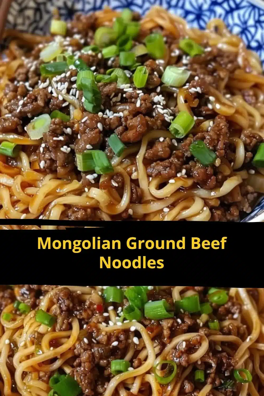 Delicious Mongolian ground beef noodles served in a bowl