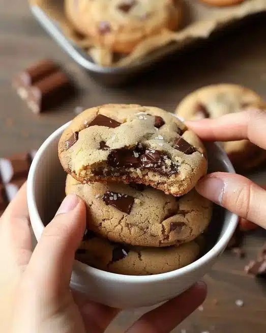 Nutella stuffed cookies fresh from the oven with melty Nutella center