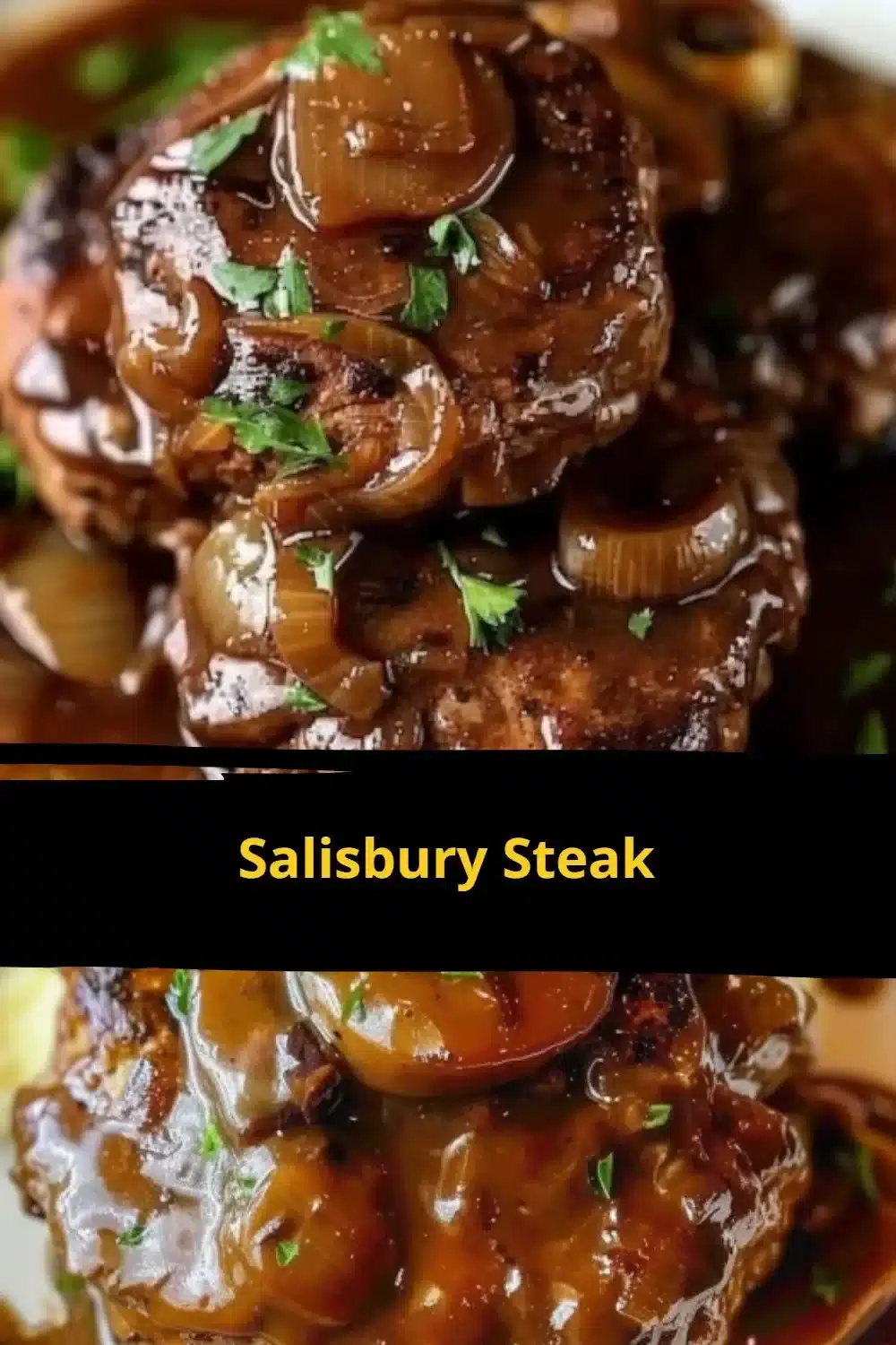Homemade Salisbury Steak with gravy on a plate