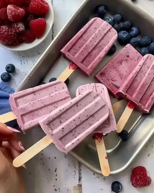 Delicious 3-ingredient Greek yogurt popsicles in colorful molds