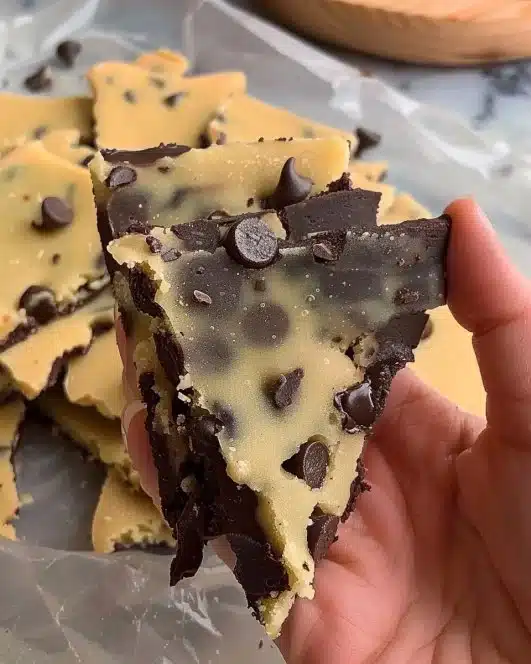 Delicious 4-Ingredient Cookie Dough Bark made with chocolate and cookie dough.