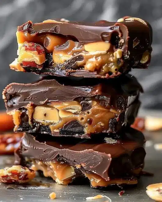 Homemade 4-Ingredient Date Snickers bars ready to enjoy