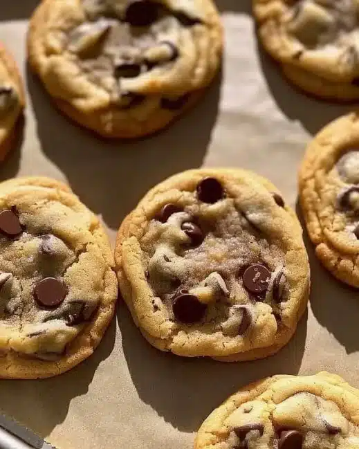 Bakery style chocolate chip cookies fresh out of the oven