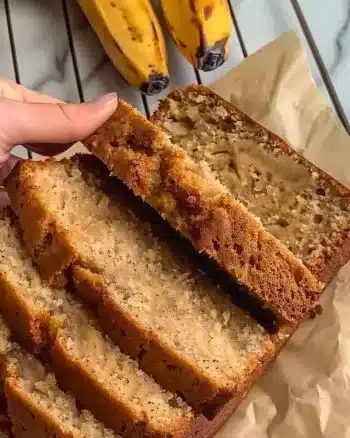 Delicious homemade banana bread loaf freshly baked