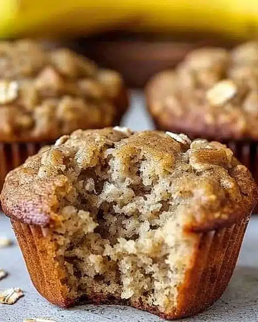 Deliciously moist banana oatmeal muffins fresh out of the oven