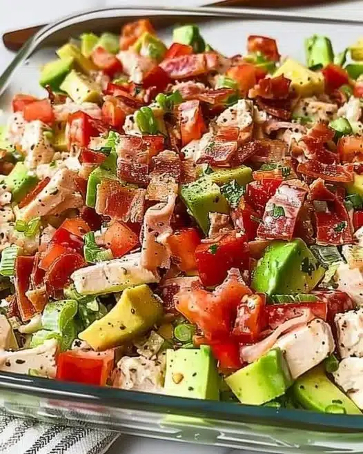 Delicious BLT Chicken Salad prepared for meal prep.