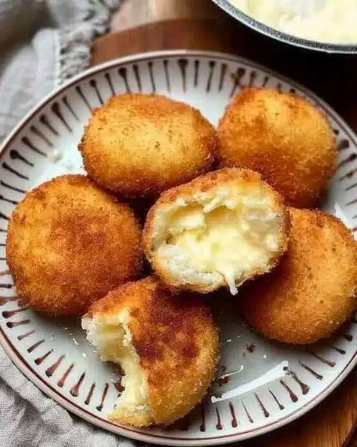 Delicious homemade cheese croquettes served with dipping sauce