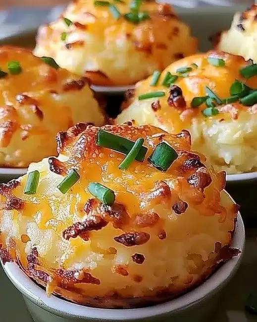 Cheesy mashed potato puffs served on a baking tray, golden and crispy