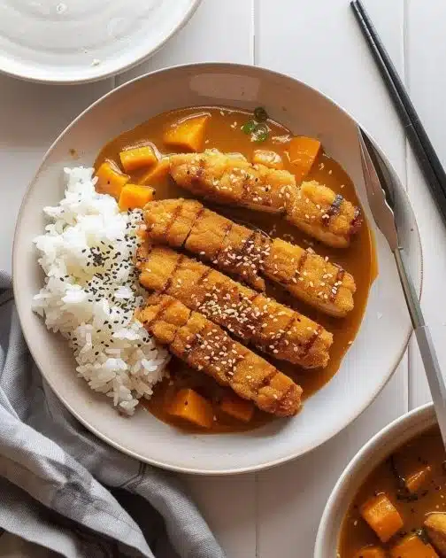 Delicious Chicken Katsu Curry with crispy chicken and savory sauce