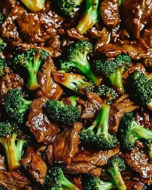 Stir-fried Chinese beef and broccoli served in a traditional Chinese dish