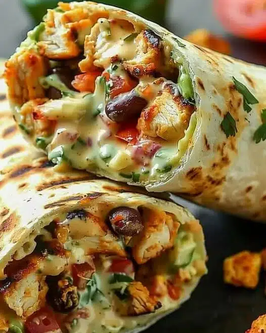 Chipotle Ranch Grilled Chicken Burrito with fresh ingredients and flavors