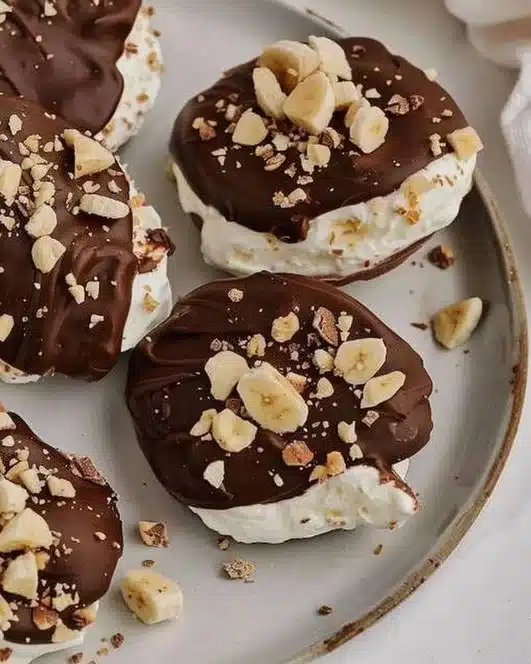 Delicious Choc Banana Yogurt Bites served in a bowl
