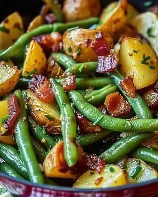 Country Ranch Green Beans and Potatoes dish served in a bowl