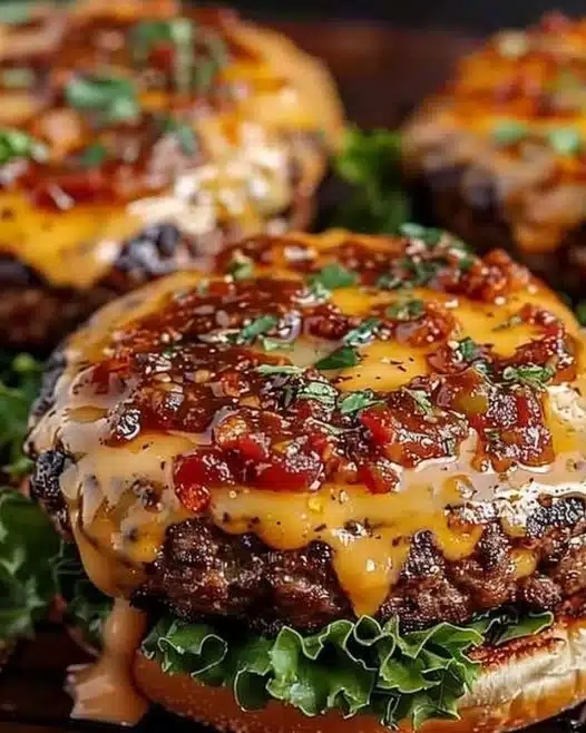 Delicious Crack Burgers with toppings ready to enjoy.
