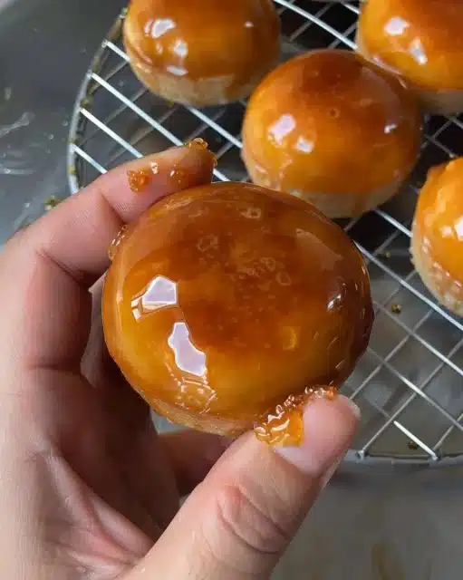 Delicious Crème Brûlée-inspired dough treat with a crispy caramelized top