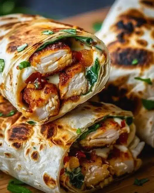 Crispy air fryer chicken and mozzarella wraps ready to serve