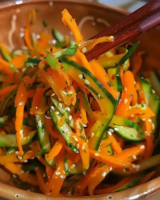 Cucumber Carrot Salad with fresh vegetables and dressing