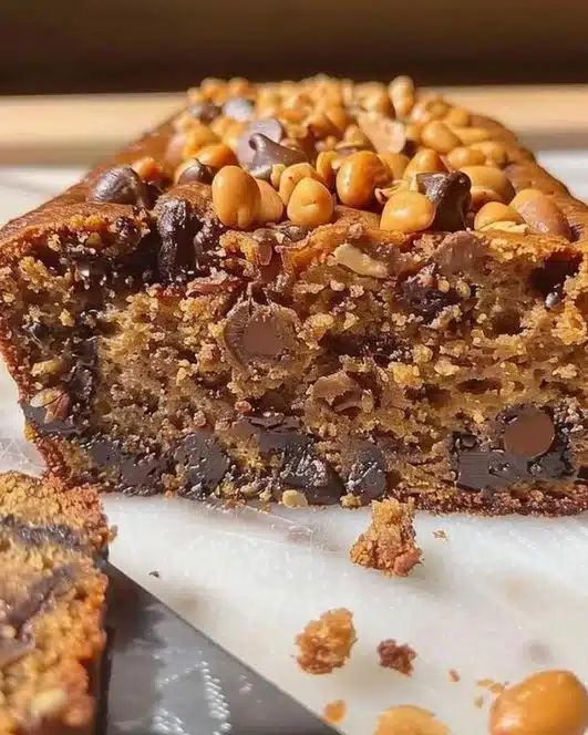 Loaf of delicious healthy banana bread with slices on a wooden cutting board