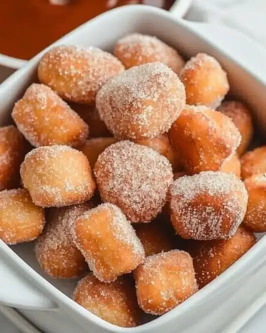 Healthy air fryer churro bites with sugar and cinnamon