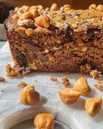 Healthy vegan and gluten-free banana bread loaf on a wooden table