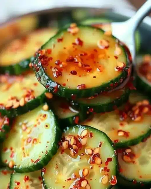 A vibrant bowl of Korean Cucumber Salad with fresh vegetables and seasoning
