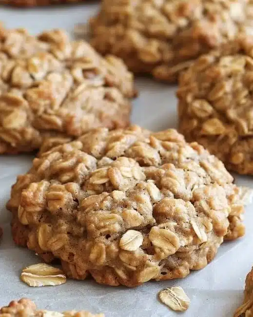 Low sugar applesauce oatmeal cookies on a plate, healthy dessert option
