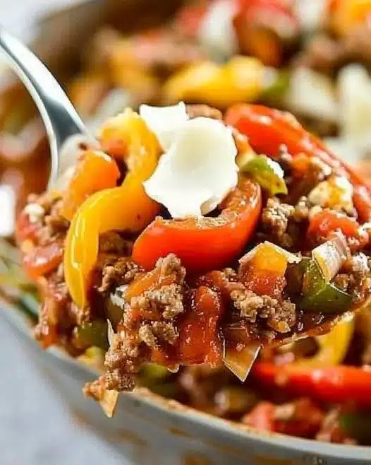 Healthy meal prep unstuffed pepper bowls with colorful vegetables and protein