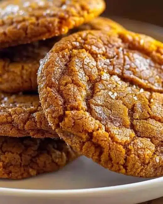 Freshly baked pumpkin maple cookies on a plate with autumn leaves