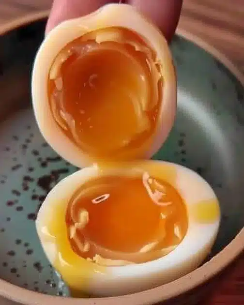 Deliciously marinated Ramen Eggs ready to enhance your bowl of ramen.