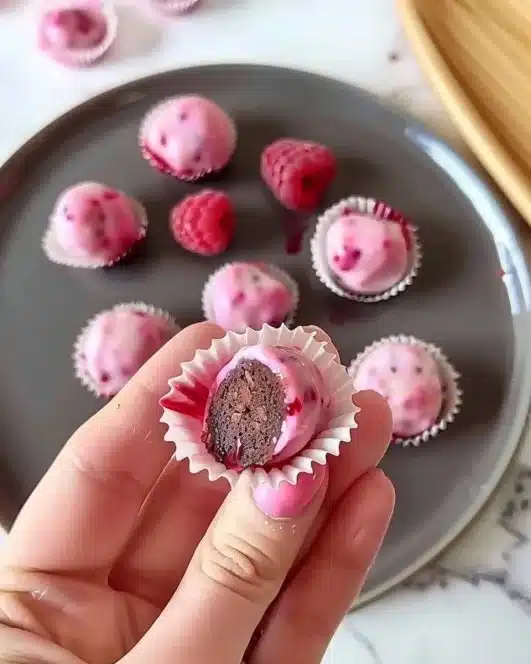 Healthy Raspberry Yogurt Bites perfect for a tasty snack