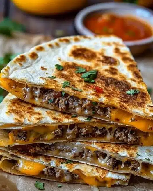 Delicious Smashburger Quesadillas with melted cheese and savory fillings.