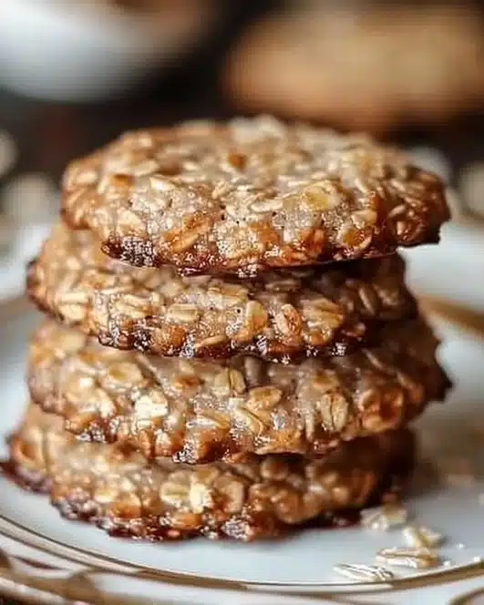 Plate of sugar-free coconut oat cookies made with wholesome ingredients.