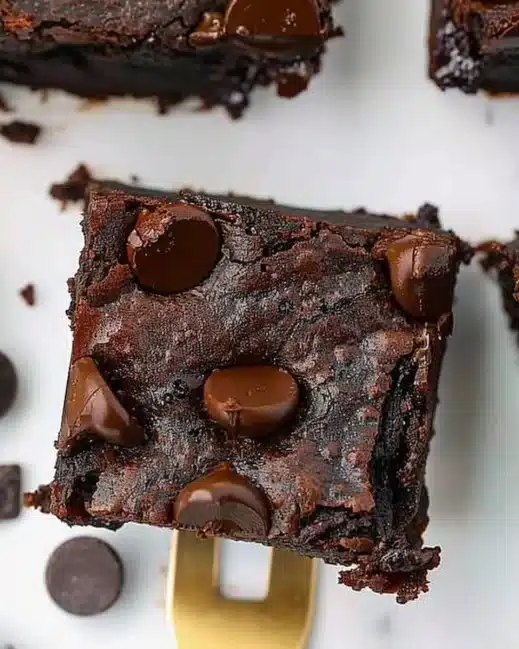 Delicious homemade sweet potato brownies garnished with chocolate chips