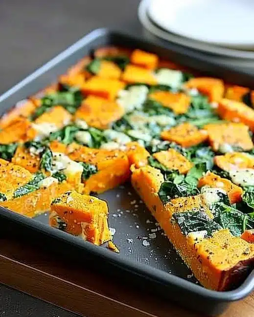 Healthy Sweet Potato and Spinach dish ready to serve