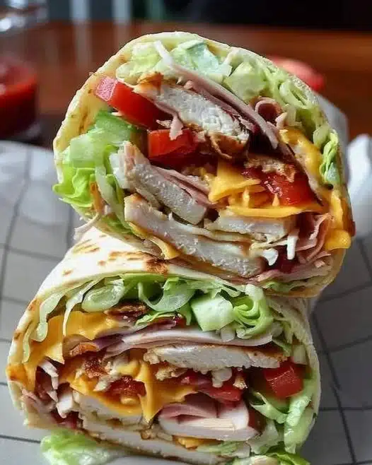 Turkey Ranch Club Wrap with fresh ingredients and savory flavors