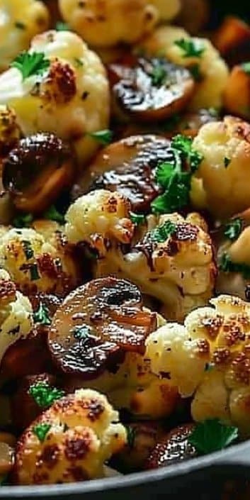 Garlic Cauliflower Mushroom Skillet
