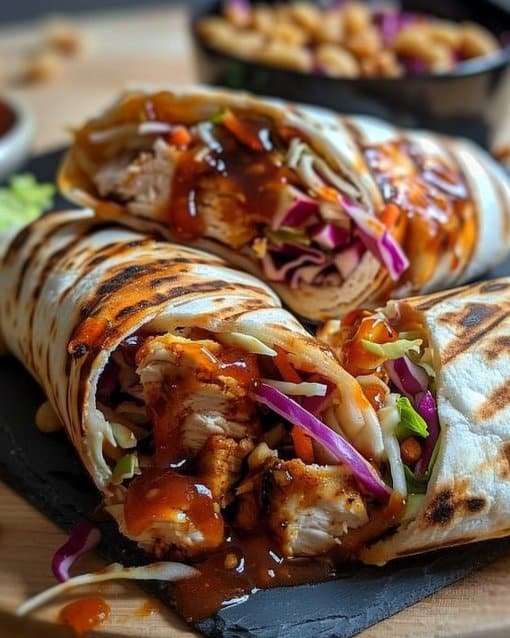 BBQ Chicken Coleslaw Wraps
