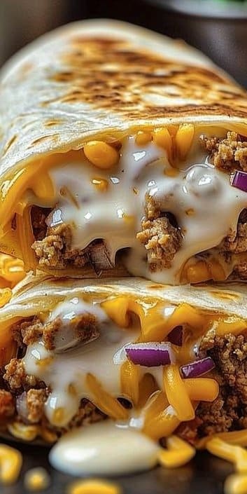 Beefy Melt Burritos