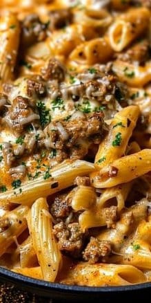 High Protein Creamy Beef Pasta