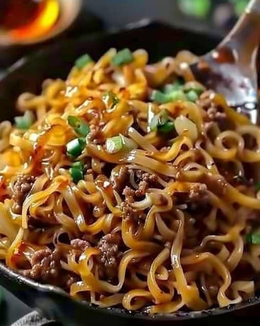 Easy Mongolian Ground Beef Noodles Recipe