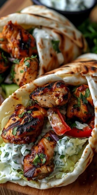 Chicken Gyros with Feta Tzatziki