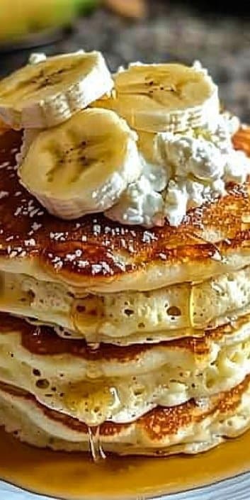 Fluffy Banana Cottage Cheese Pancakes