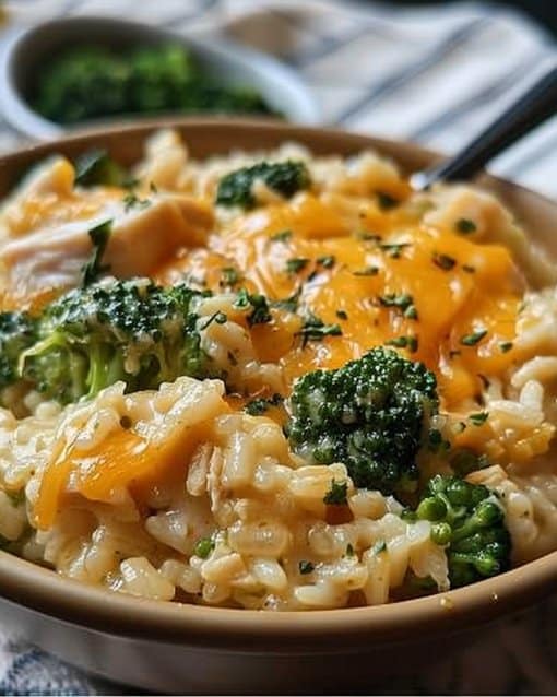 Crockpot Cheesy Chicken Broccoli Rice