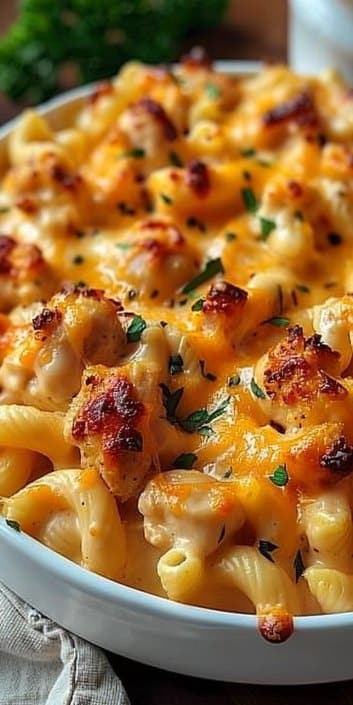 Cheesy Buffalo Chicken Pasta Bake