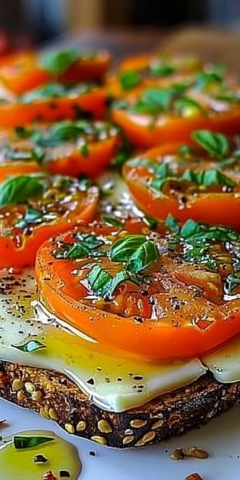 Tomato Basil Mozzarella Toast